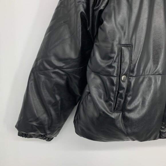 BlankNYC Puffer Jacket Reversible Black Snake Faux Leather - Picture 11 of 16